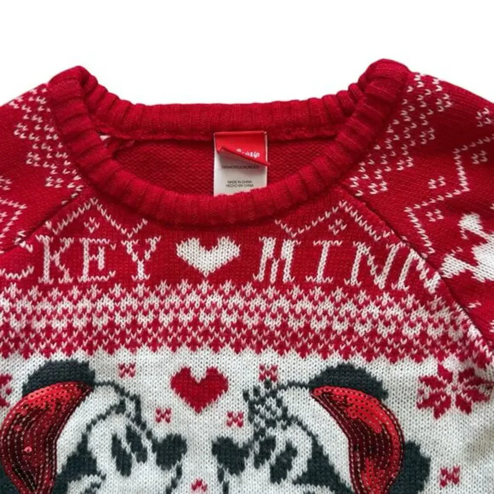 Disney Mickey Minnie Christmas Sweater Size 5T Red Holiday Fair‎ Isle Winter
